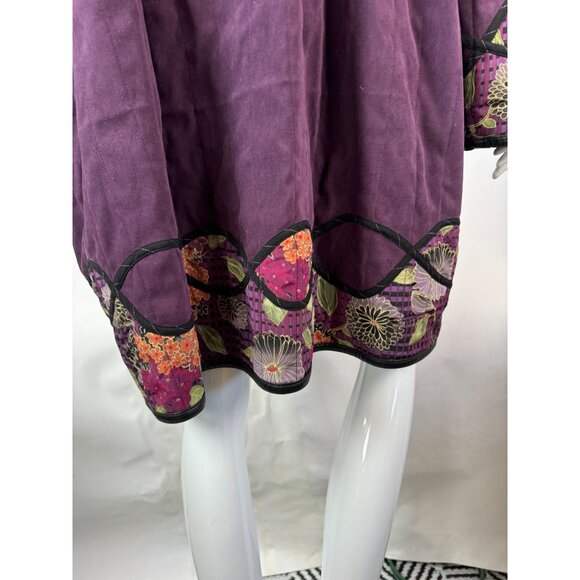 Reversible Vintage 80s Womens Coat With Floral Quilted Pattern & Black Faux Leat - Picture 15 of 16